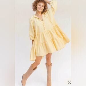 The Lullaby Club Avalon Smock Yellow Dress Size XS Oversized Maternity Girly Fun